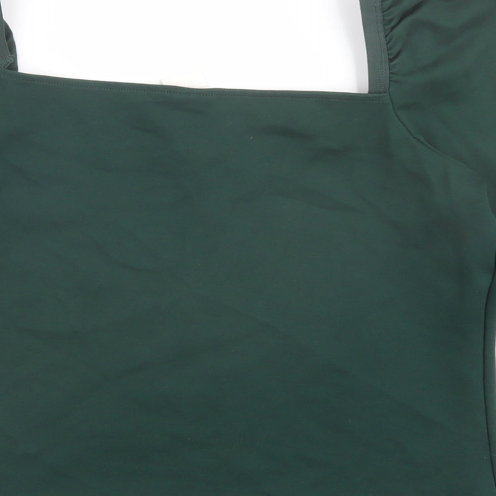 H&M Womens Green Viscose Basic Blouse Size L Square Neck