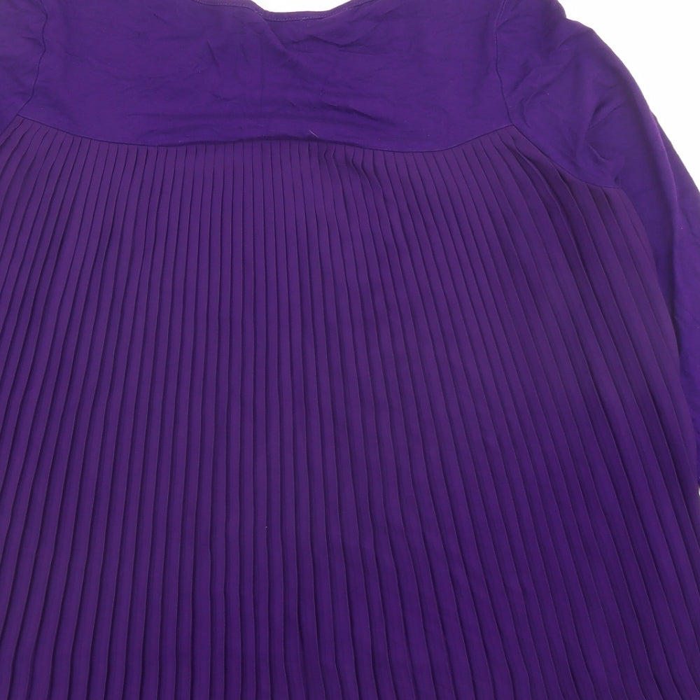 Per Una Womens Purple Viscose Basic Blouse Size 12 Round Neck
