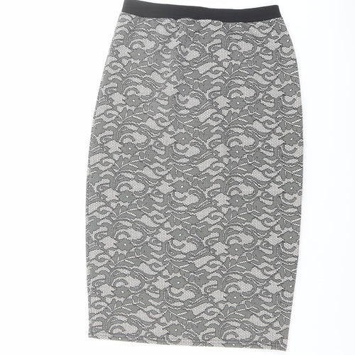 Quiz Womens Black Geometric Polyester Straight & Pencil Skirt Size 12
