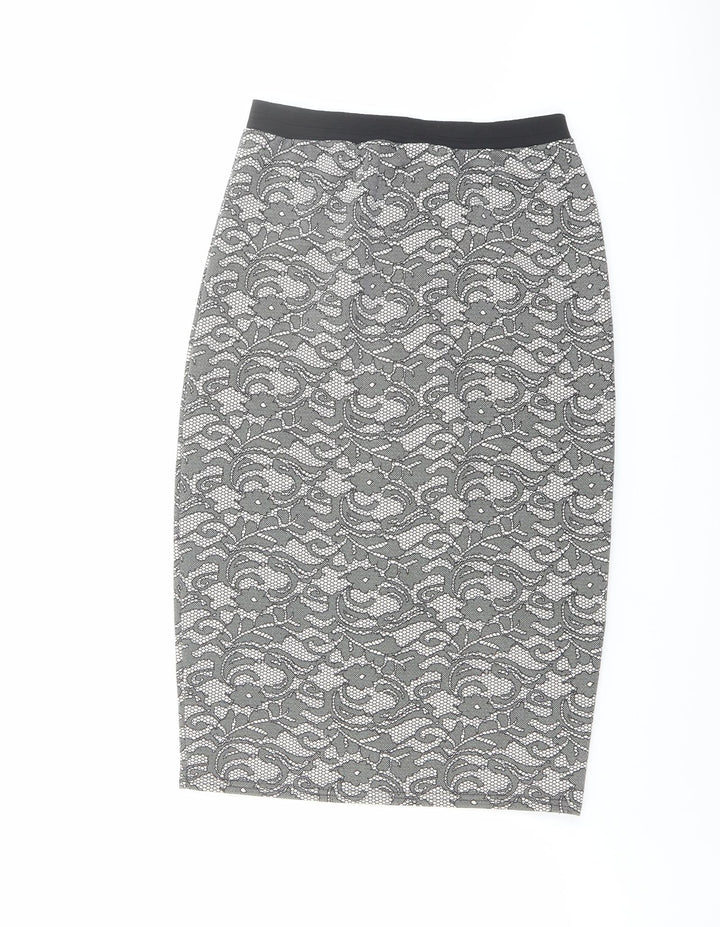 Quiz Womens Black Geometric Polyester Straight & Pencil Skirt Size 12