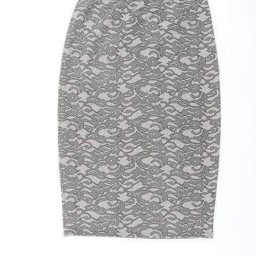Quiz Womens Black Geometric Polyester Straight & Pencil Skirt Size 12