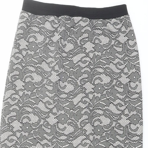 Quiz Womens Black Geometric Polyester Straight & Pencil Skirt Size 12