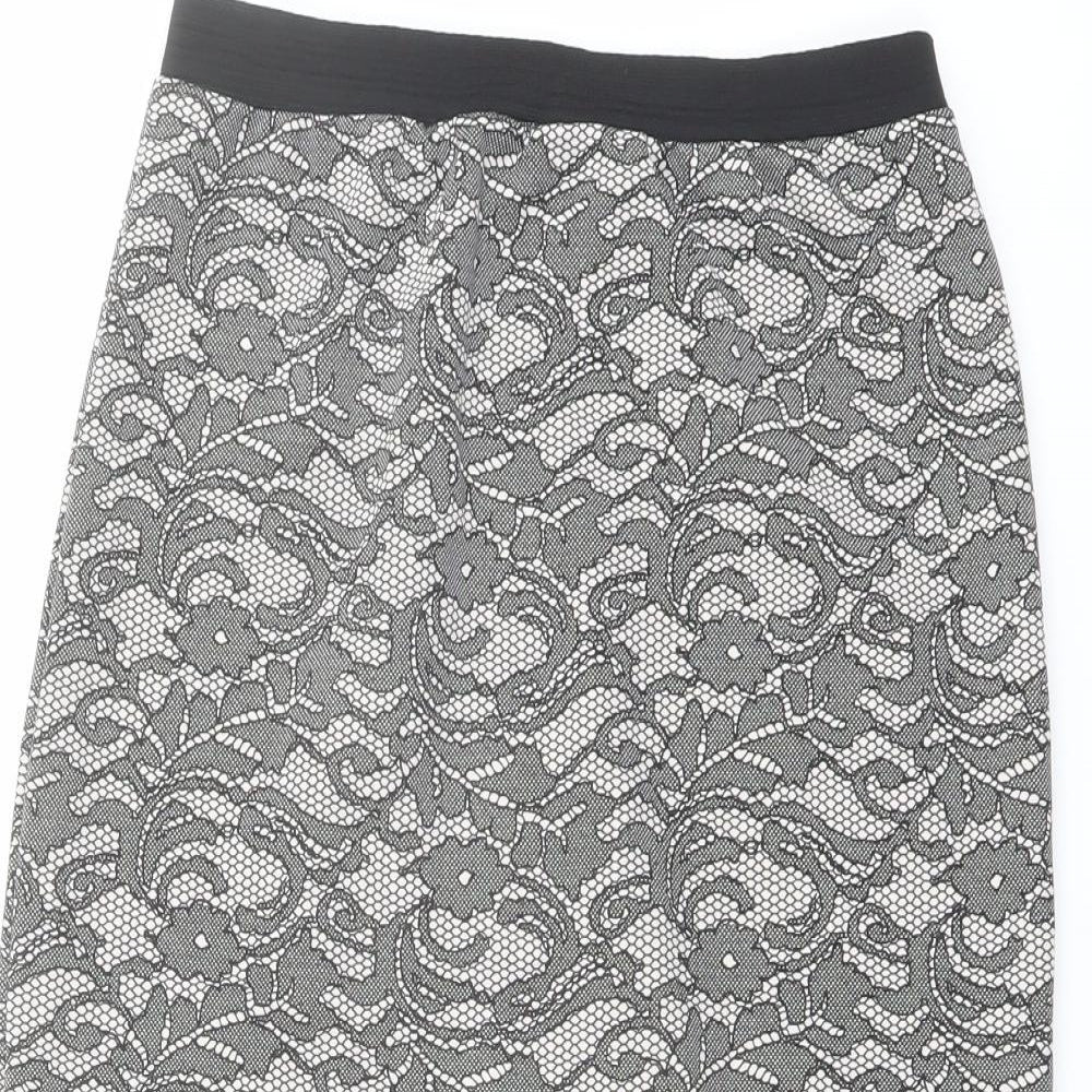 Quiz Womens Black Geometric Polyester Straight & Pencil Skirt Size 12