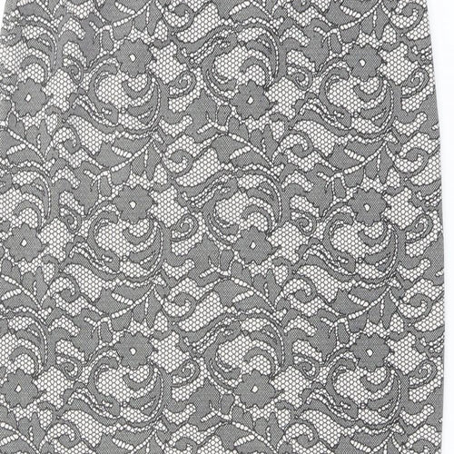 Quiz Womens Black Geometric Polyester Straight & Pencil Skirt Size 12