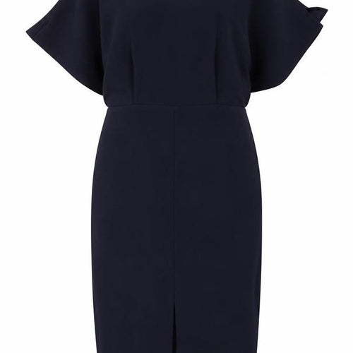 Mango Womens Blue Polyester Shift Size M Round Neck Button