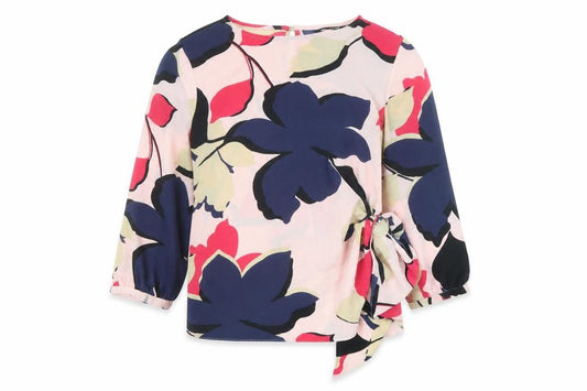 Front view of Debenhams women’s multicoloured floral polyester basic blouse, size UK 12, round neck