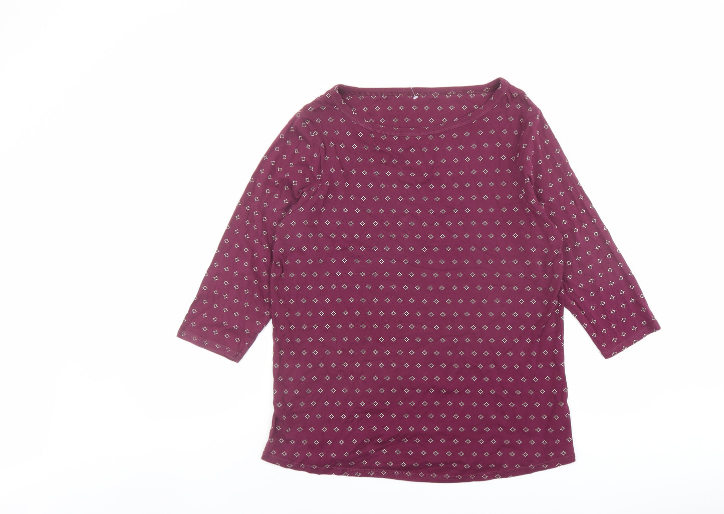 Marks and Spencer Womens Purple Geometric Cotton Basic T-Shirt Size 20 Round Neck
