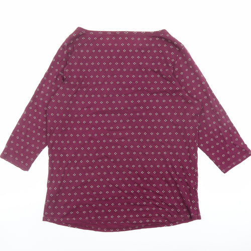 Marks and Spencer Womens Purple Geometric Cotton Basic T-Shirt Size 20 Round Neck