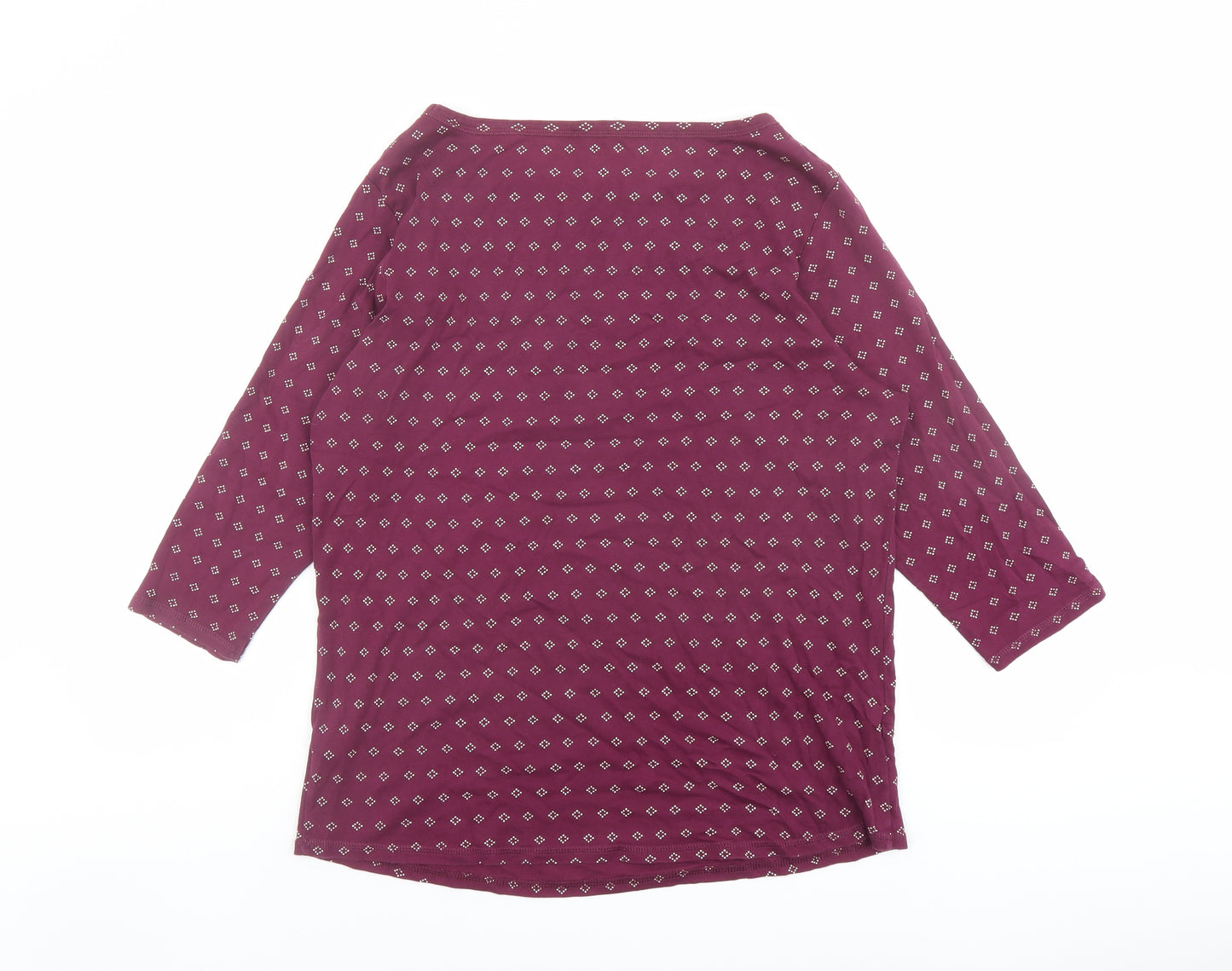 Marks and Spencer Womens Purple Geometric Cotton Basic T-Shirt Size 20 Round Neck