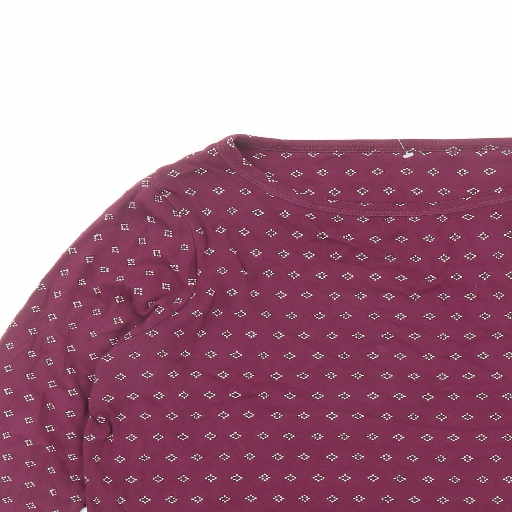 Marks and Spencer Womens Purple Geometric Cotton Basic T-Shirt Size 20 Round Neck