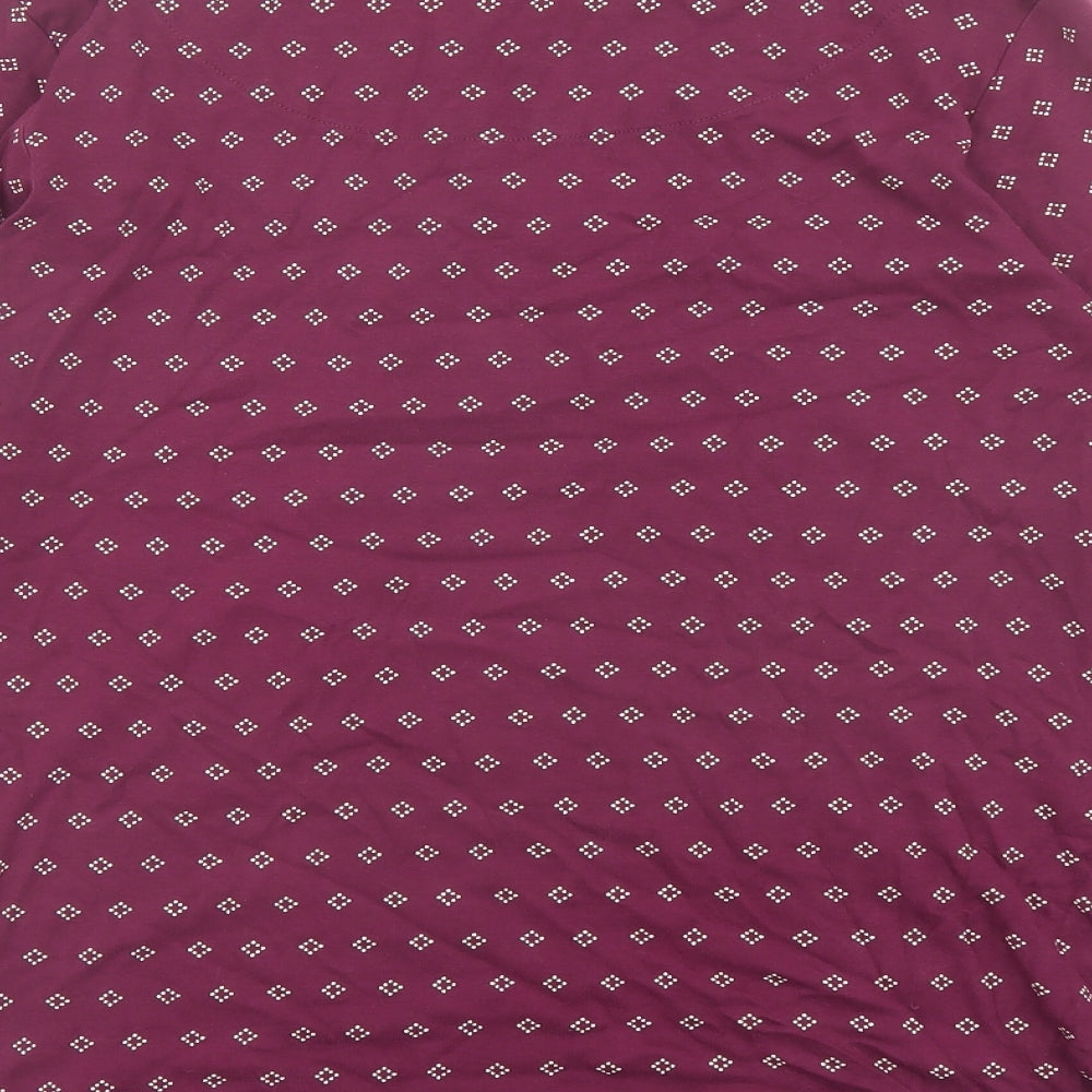 Marks and Spencer Womens Purple Geometric Cotton Basic T-Shirt Size 20 Round Neck