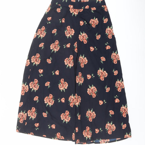 PRETTYLITTLETHING Womens Blue Floral Polyester Trousers Size 6 L21 in Regular Zip