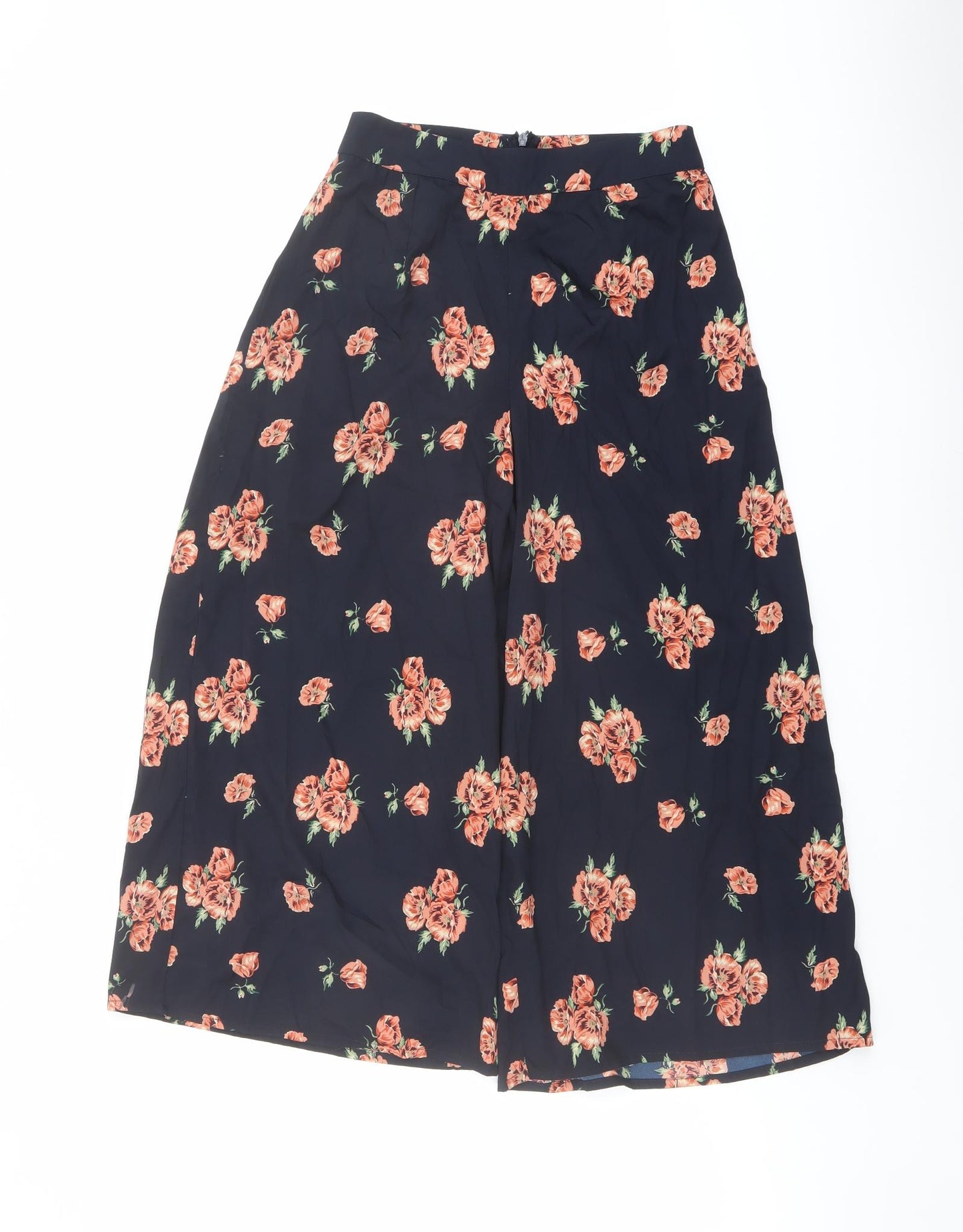 PRETTYLITTLETHING Womens Blue Floral Polyester Trousers Size 6 L21 in Regular Zip