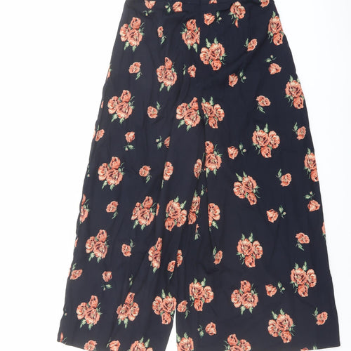 PRETTYLITTLETHING Womens Blue Floral Polyester Trousers Size 6 L21 in Regular Zip
