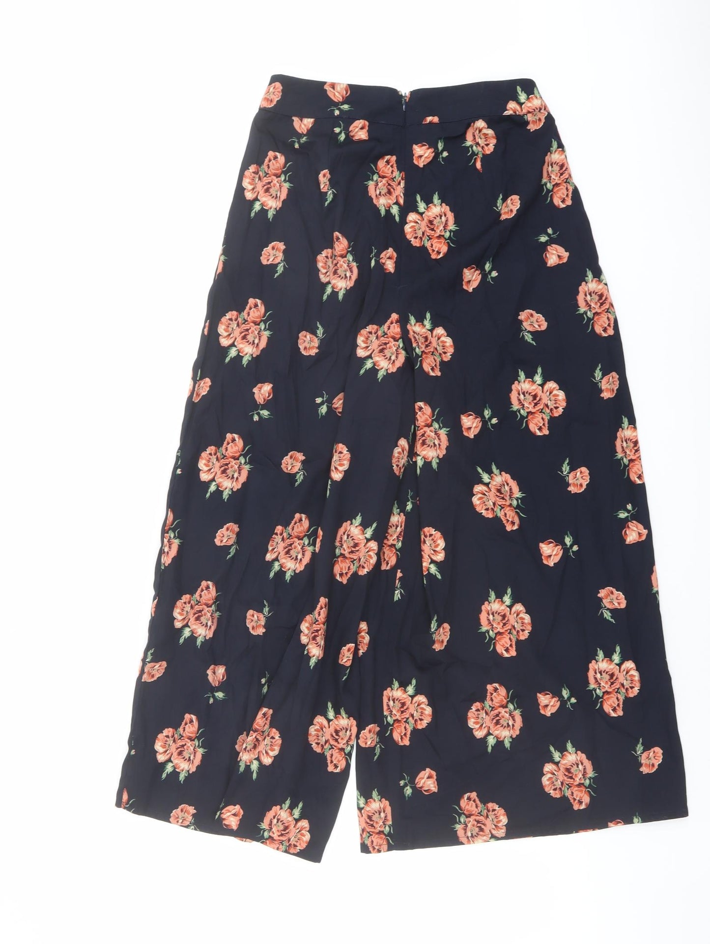 PRETTYLITTLETHING Womens Blue Floral Polyester Trousers Size 6 L21 in Regular Zip