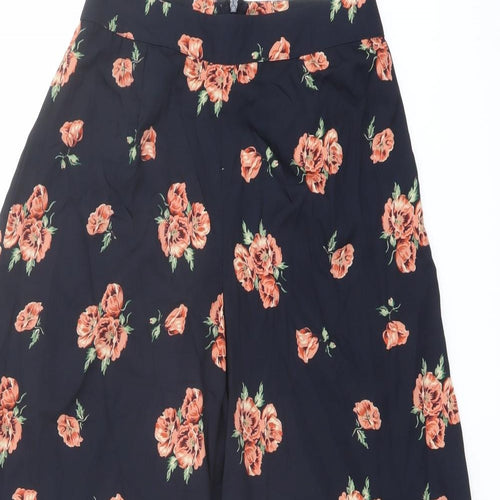 PRETTYLITTLETHING Womens Blue Floral Polyester Trousers Size 6 L21 in Regular Zip