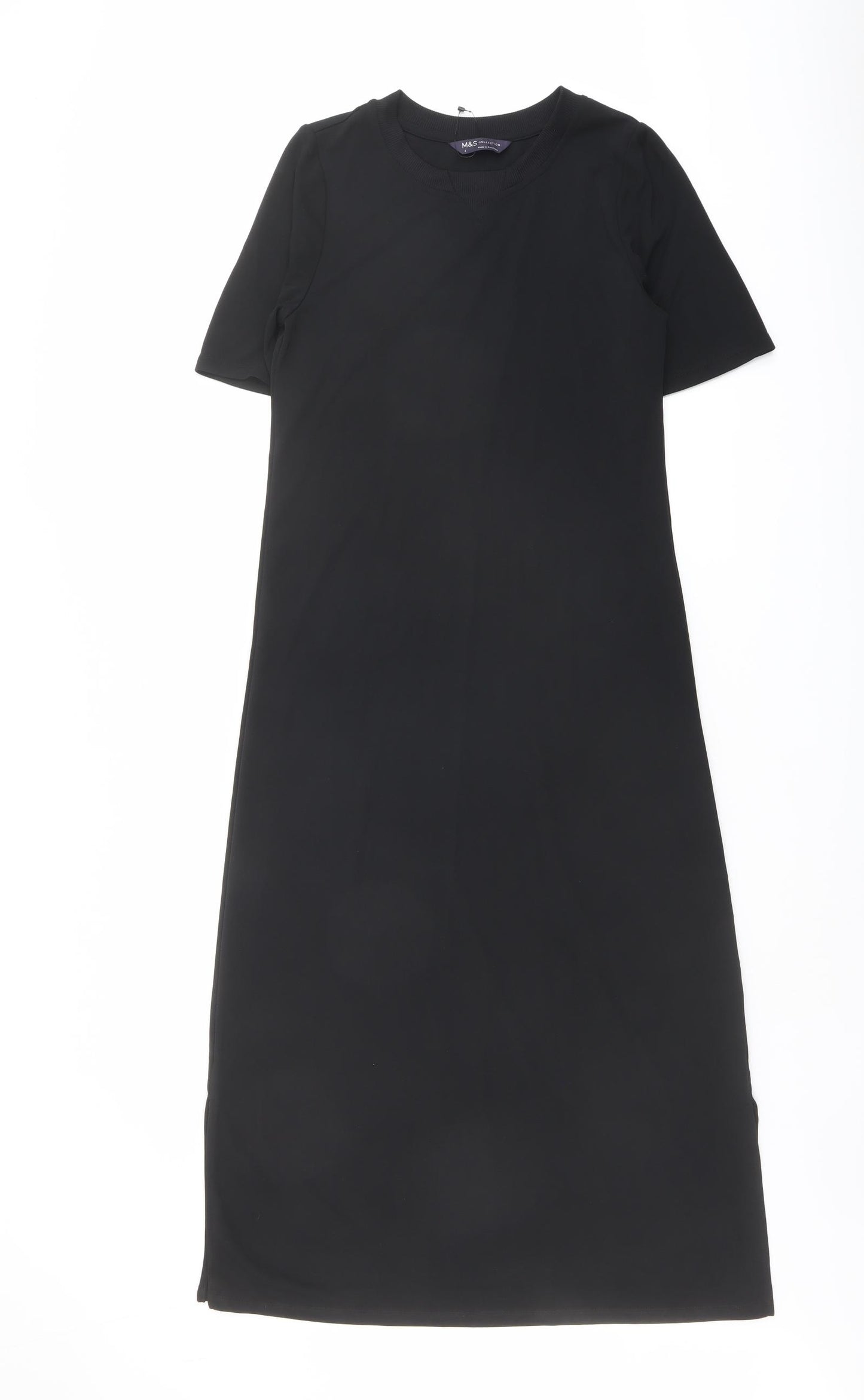 Marks and Spencer Womens Black Polyester A-Line Size 6 Round Neck Pullover