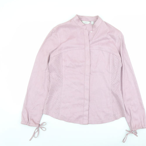 NEXT Womens Pink Polyester Basic Button-Up Size 14 Mock Neck