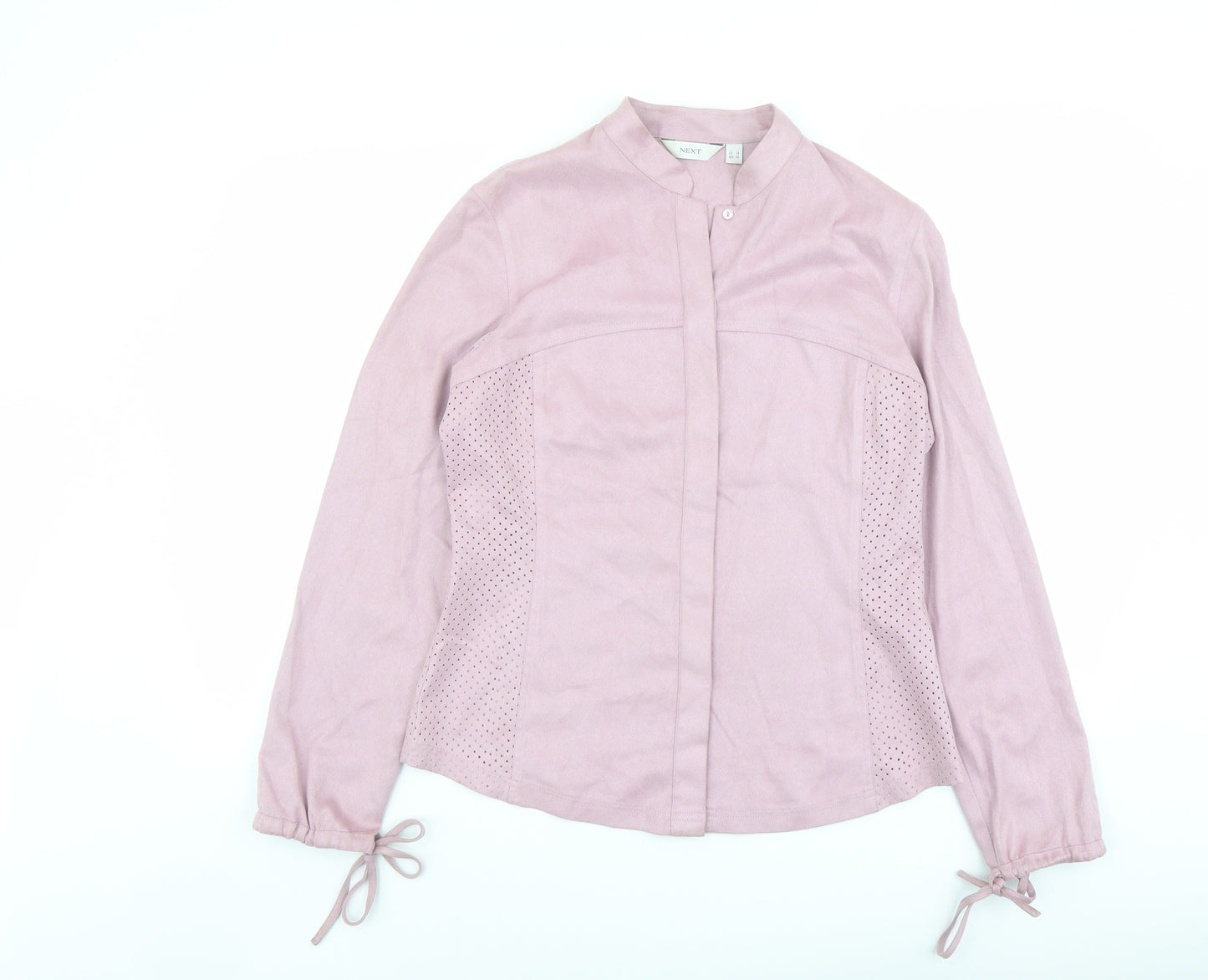 NEXT Womens Pink Polyester Basic Button-Up Size 14 Mock Neck