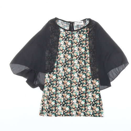 Jasmine Womens Multicoloured Floral Polyester Basic Blouse Size S Boat Neck - Floaty