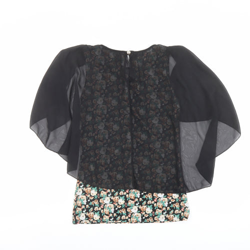 Jasmine Womens Multicoloured Floral Polyester Basic Blouse Size S Boat Neck - Floaty
