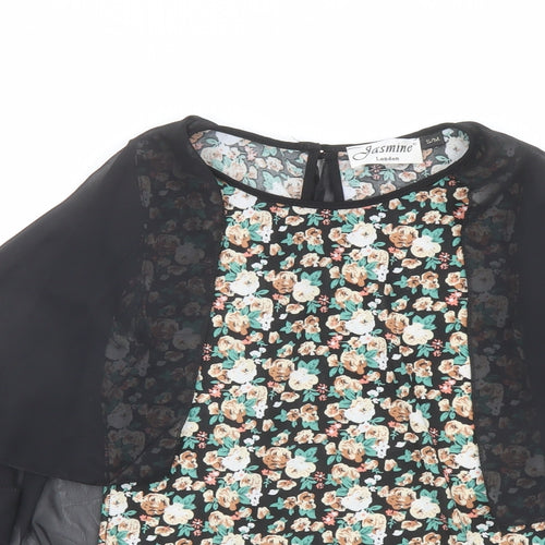 Jasmine Womens Multicoloured Floral Polyester Basic Blouse Size S Boat Neck - Floaty