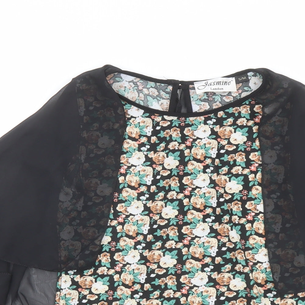 Jasmine Womens Multicoloured Floral Polyester Basic Blouse Size S Boat Neck - Floaty