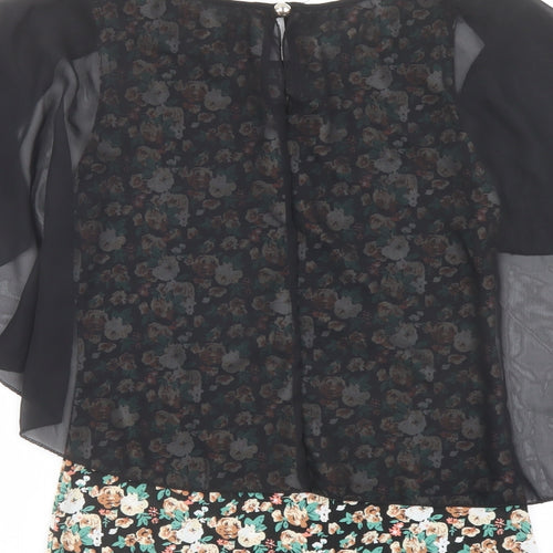 Jasmine Womens Multicoloured Floral Polyester Basic Blouse Size S Boat Neck - Floaty