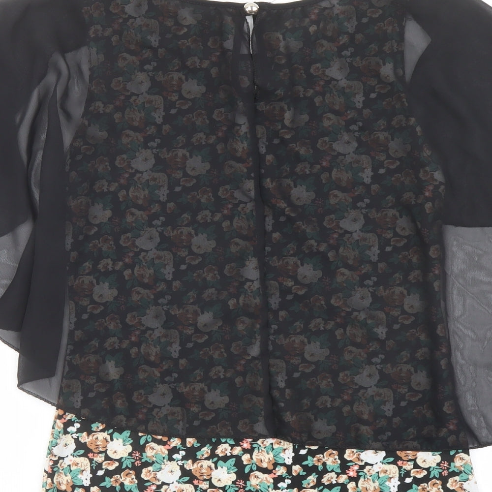 Jasmine Womens Multicoloured Floral Polyester Basic Blouse Size S Boat Neck - Floaty