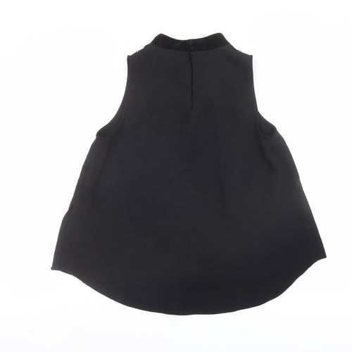Zara Womens Black Polyester Basic Blouse Size L Mock Neck - Embellished