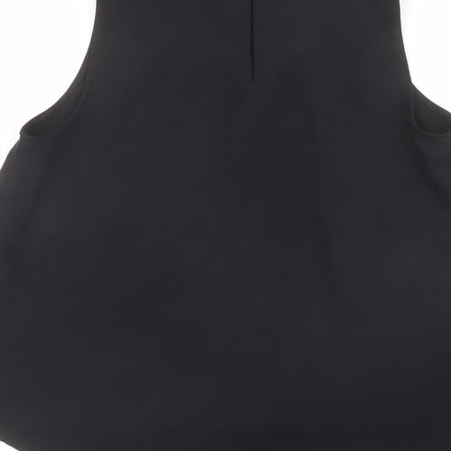 Zara Womens Black Polyester Basic Blouse Size L Mock Neck - Embellished