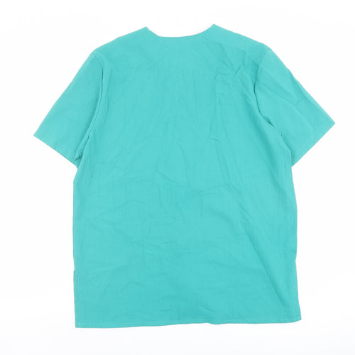Compliments Womens Green Polyester Basic Button-Up Size 16 Round Neck