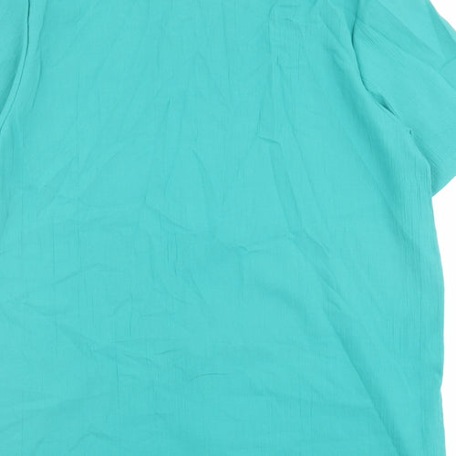 Compliments Womens Green Polyester Basic Button-Up Size 16 Round Neck