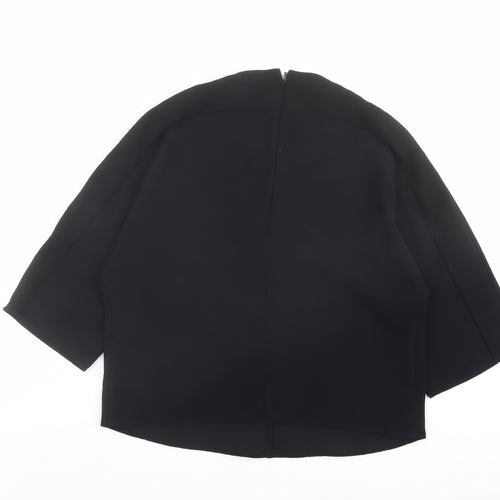 Whistles Womens Black Polyester Basic Blouse Size 12 Round Neck