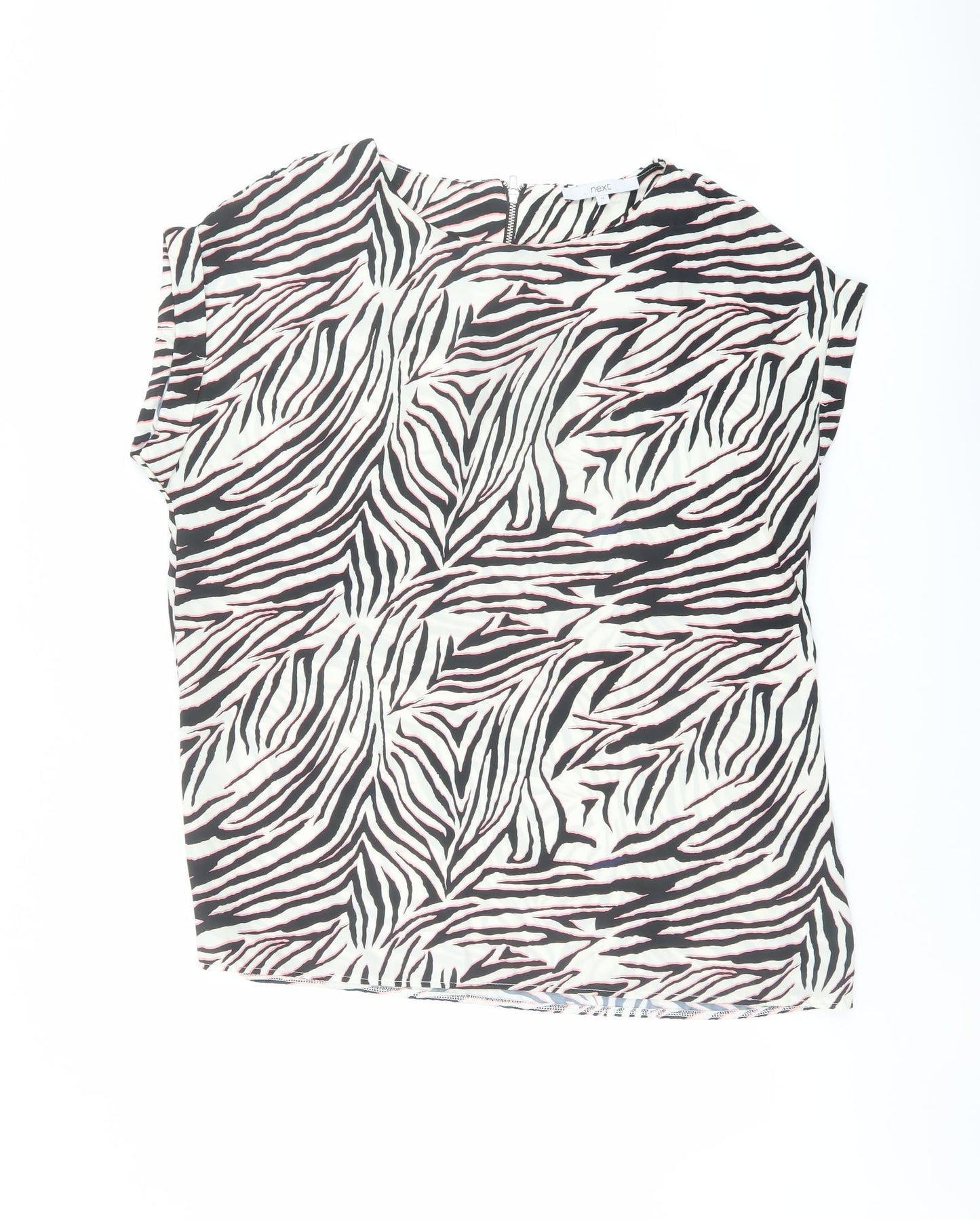 NEXT Womens Multicoloured Animal Print Polyester Basic T-Shirt Size 16 Round Neck - Zebra Print