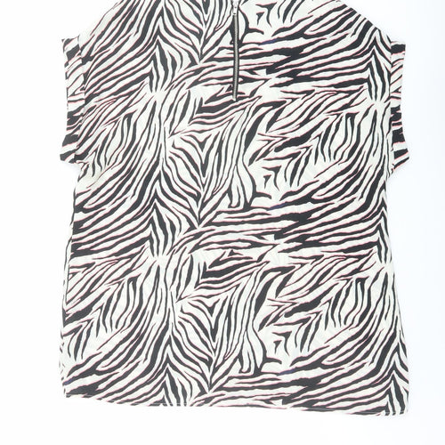 NEXT Womens Multicoloured Animal Print Polyester Basic T-Shirt Size 16 Round Neck - Zebra Print