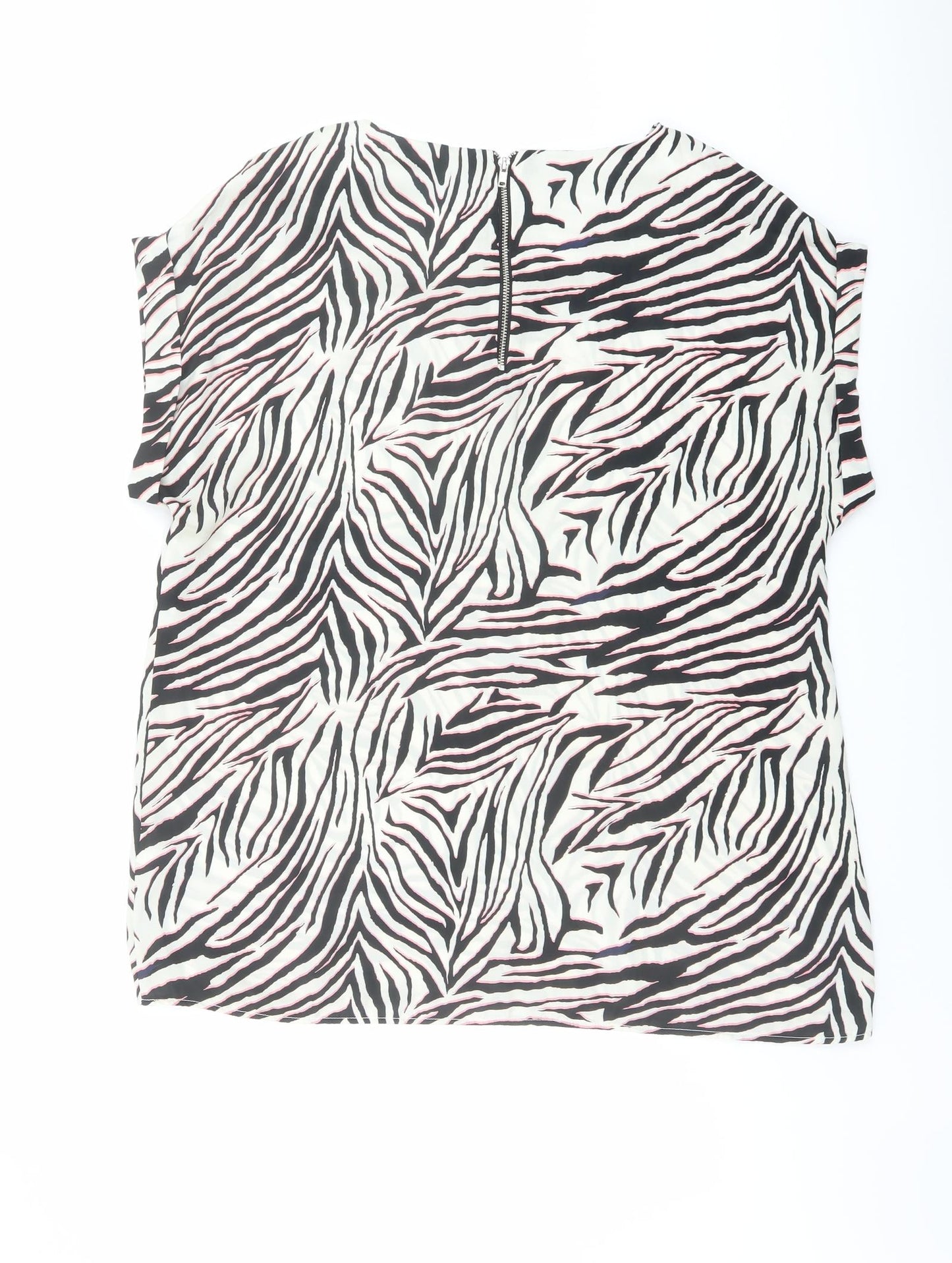 NEXT Womens Multicoloured Animal Print Polyester Basic T-Shirt Size 16 Round Neck - Zebra Print