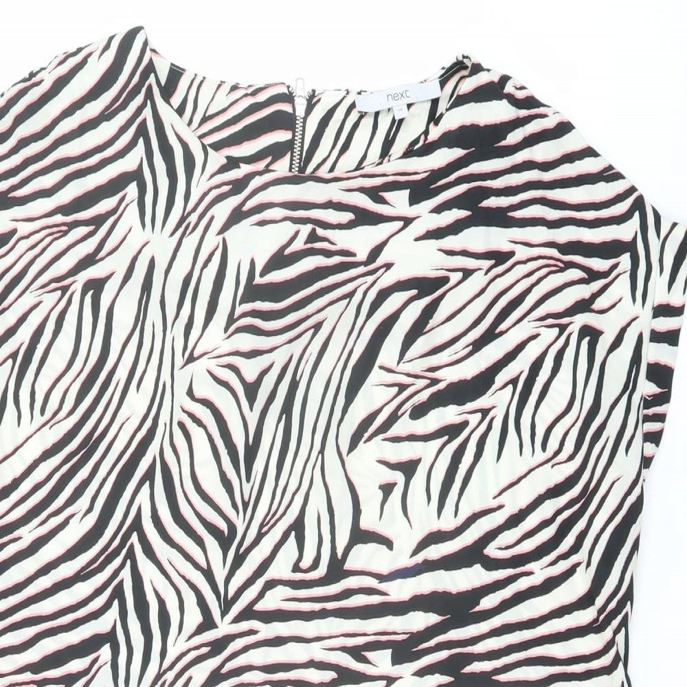 NEXT Womens Multicoloured Animal Print Polyester Basic T-Shirt Size 16 Round Neck - Zebra Print