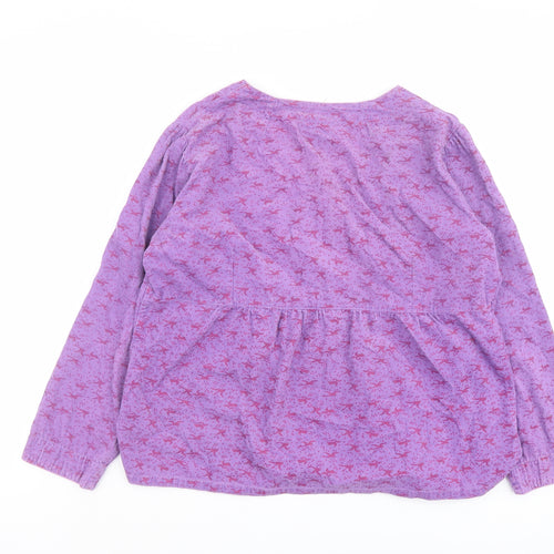 Bishopston Trading Company Womens Purple Geometric Cotton Basic Button-Up Size 16 Round Neck