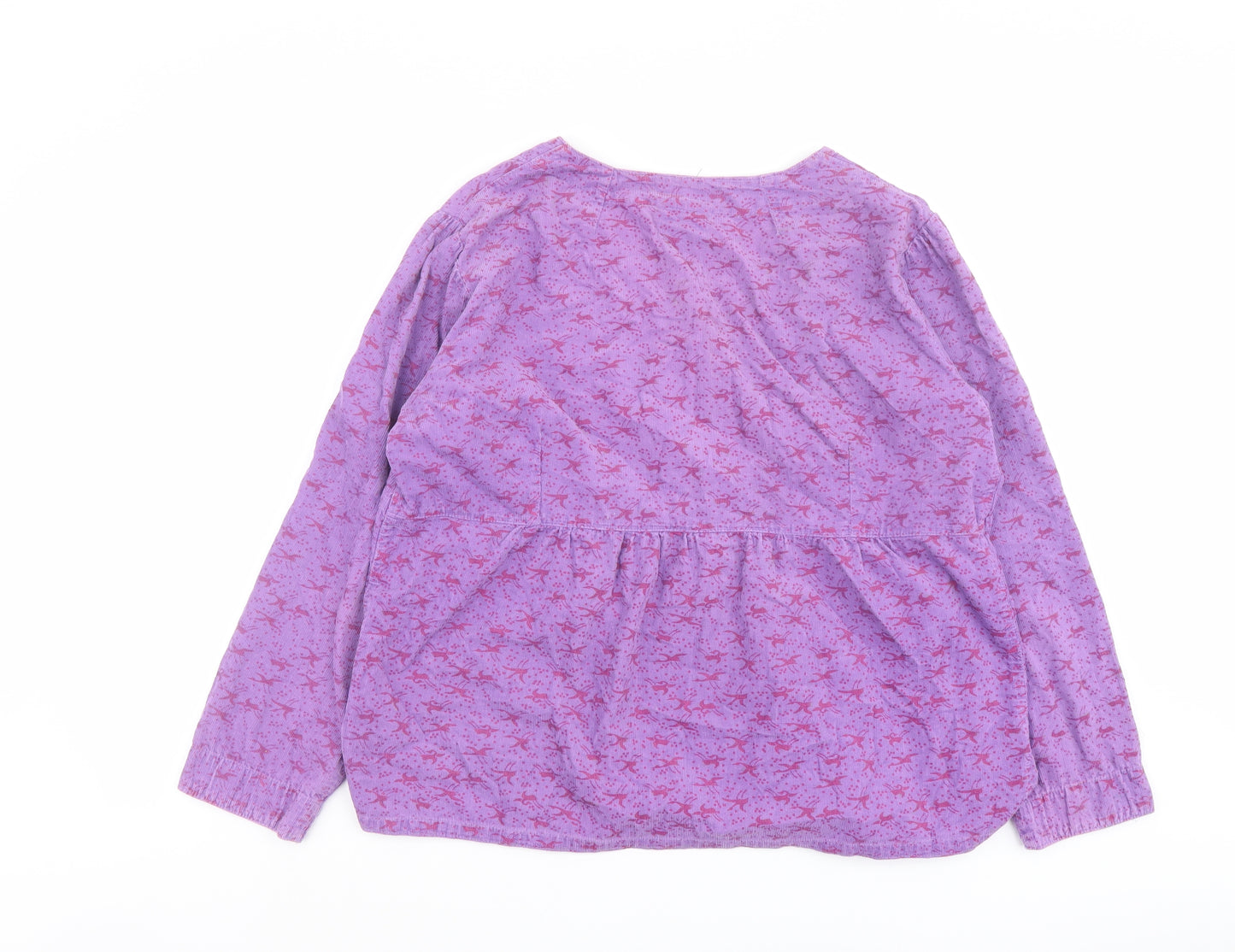 Bishopston Trading Company Womens Purple Geometric Cotton Basic Button-Up Size 16 Round Neck