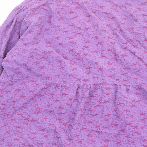 Bishopston Trading Company Womens Purple Geometric Cotton Basic Button-Up Size 16 Round Neck