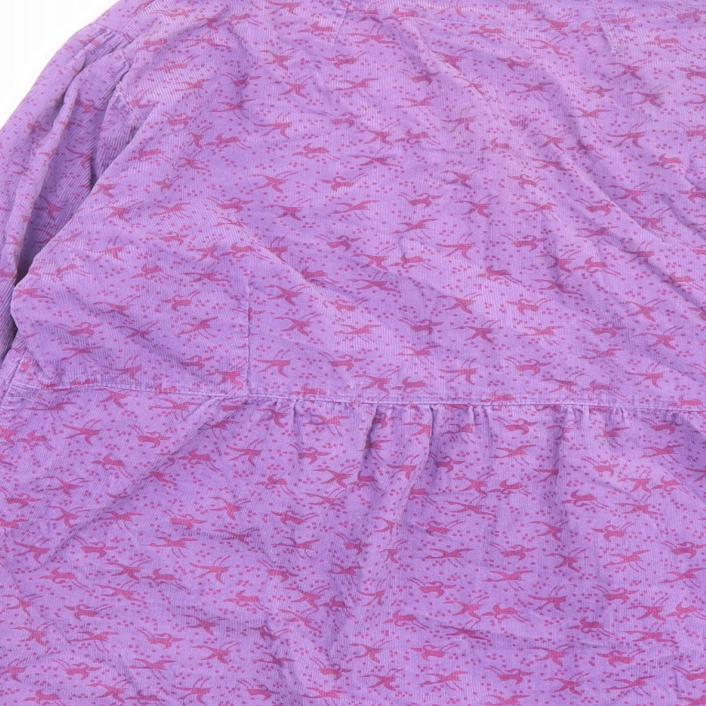 Bishopston Trading Company Womens Purple Geometric Cotton Basic Button-Up Size 16 Round Neck