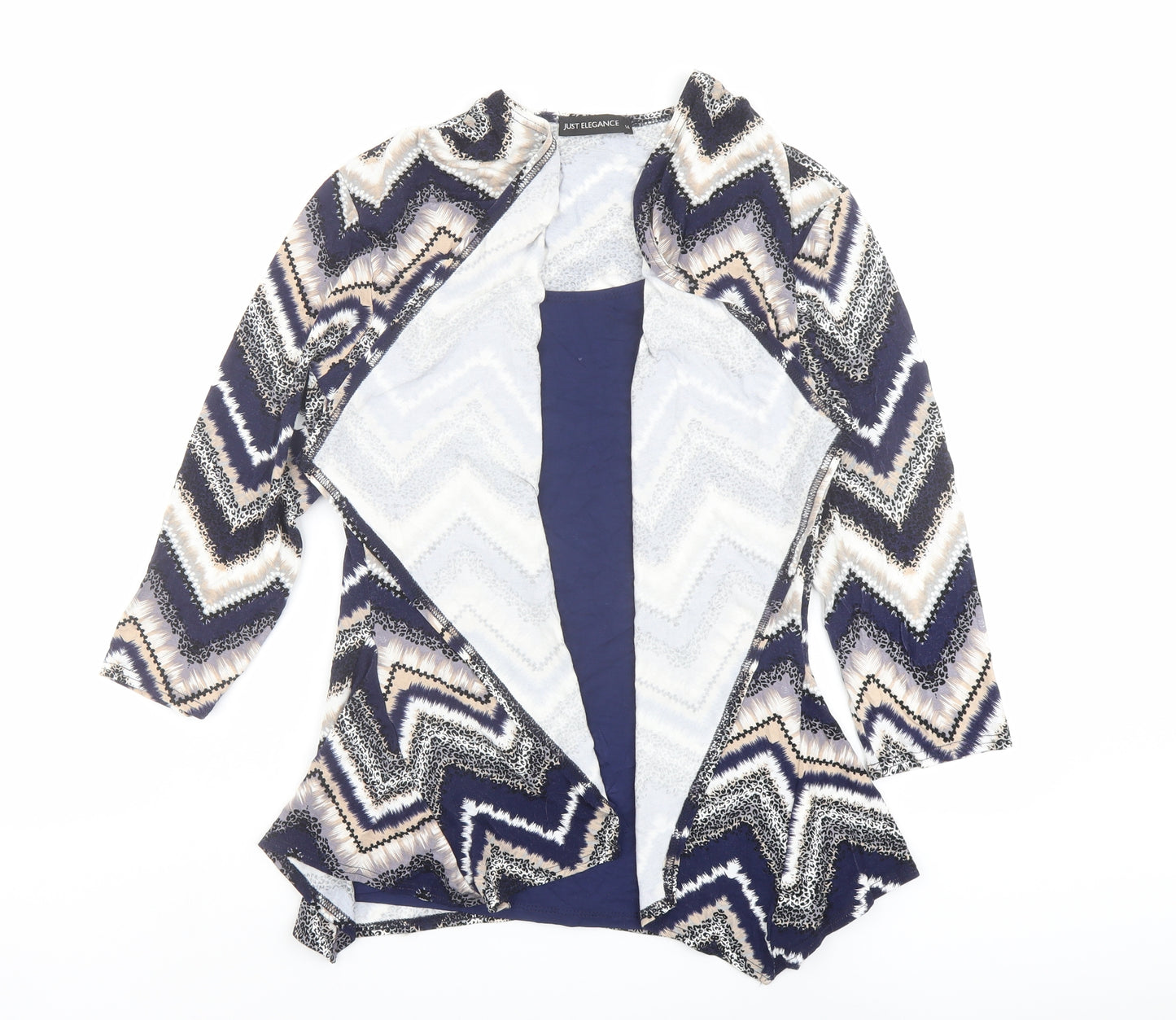 Just Elegance Womens Multicoloured Geometric Viscose Basic Blouse Size 14 Round Neck - Layered Top