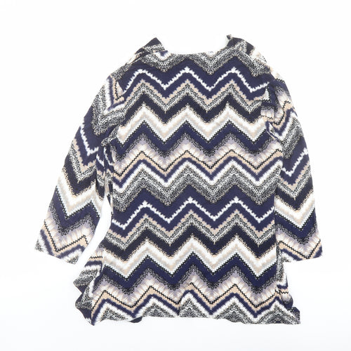 Just Elegance Womens Multicoloured Geometric Viscose Basic Blouse Size 14 Round Neck - Layered Top