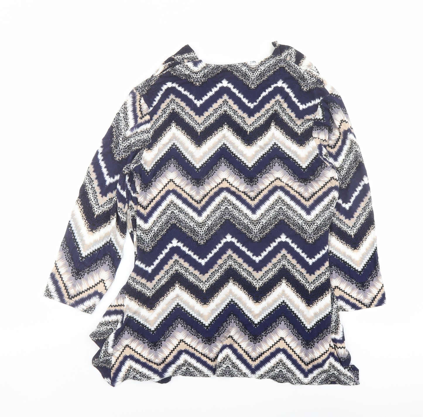 Just Elegance Womens Multicoloured Geometric Viscose Basic Blouse Size 14 Round Neck - Layered Top
