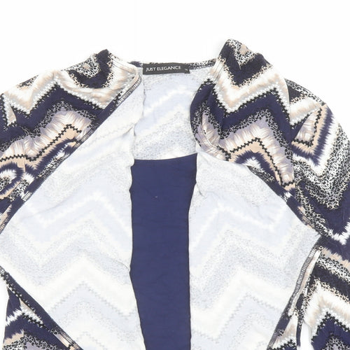 Just Elegance Womens Multicoloured Geometric Viscose Basic Blouse Size 14 Round Neck - Layered Top