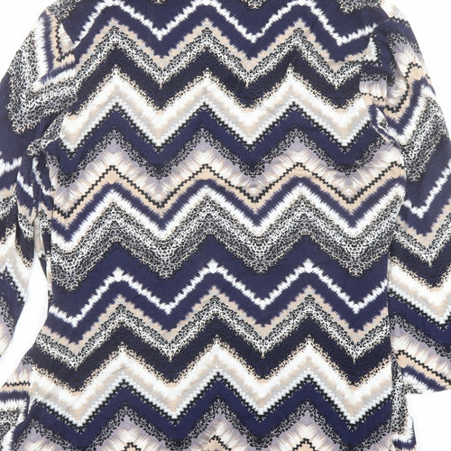 Just Elegance Womens Multicoloured Geometric Viscose Basic Blouse Size 14 Round Neck - Layered Top