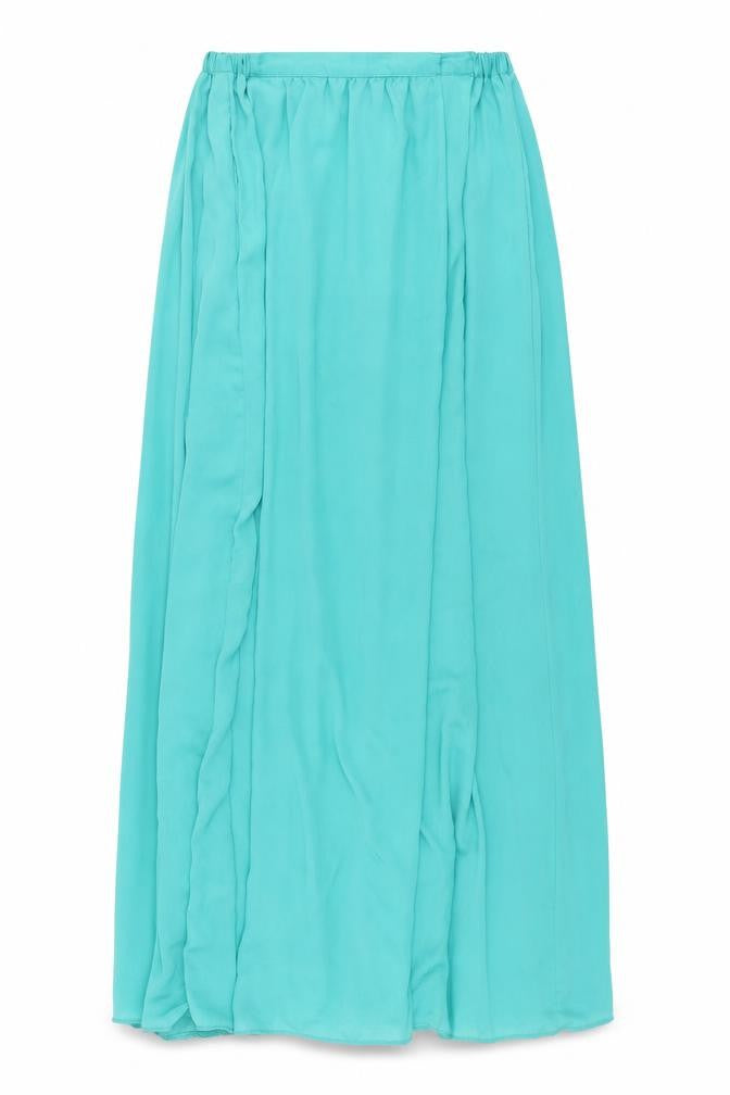 Front view of Zara women’s green polyester maxi skirt, size M