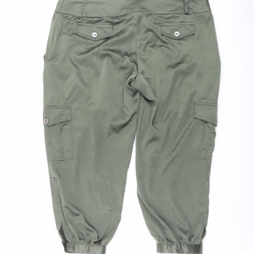 Red Herring Womens Green Polyester Cropped Trousers Size 16 L24 in Regular Button - Cargo