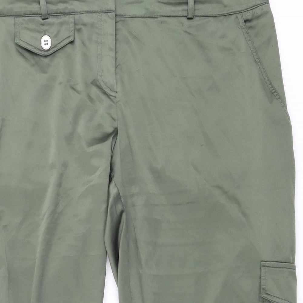 Red Herring Womens Green Polyester Cropped Trousers Size 16 L24 in Regular Button - Cargo
